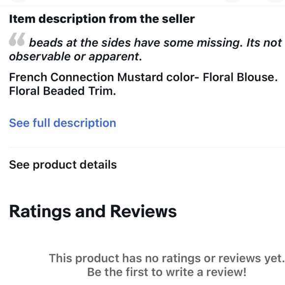 New $148 French Connection Silk Blouse Size 4 -Floral Beaded (no pink stains) - Picture 12 of 12